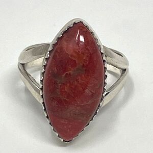 Sterling Silver Marquise Orange Stone Ring